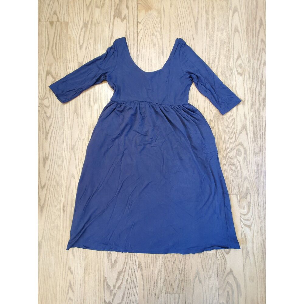 PinkBlush Womens Maternity S Solid Pocketed Dress Navy VGUC